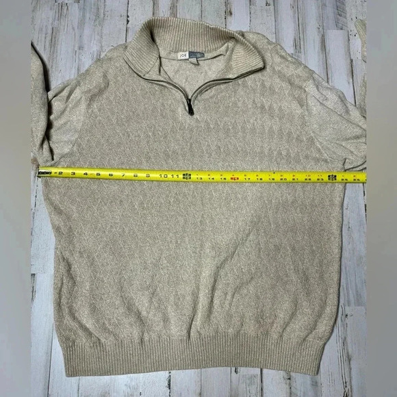 Joseph Abboud Joe Sweater Shirt Men XL Beige Quarter Neck Zip Classic Cotton - Picture 5 of 13